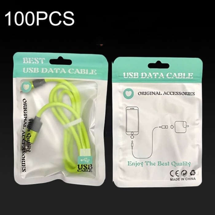 100PCS XC-0014 USB Data Cable Packaging Bags Pearl Light Ziplock Bag, Size: 10.5x15cm (Light Green)