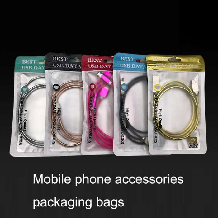 100PCS XC-0014 USB Data Cable Packaging Bags Pearl Light Ziplock Bag, Size: 11x18cm (Red)