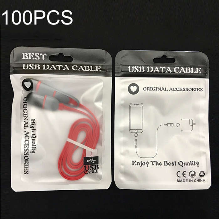 100PCS XC-0014 USB Data Cable Packaging Bags Pearl Light Ziplock Bag, Size: 11x18cm (Black)
