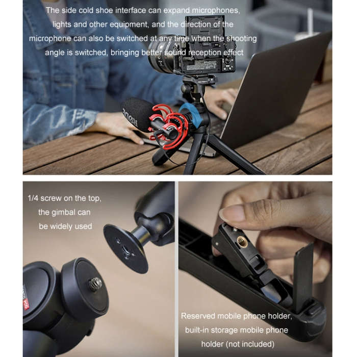 PGYTECH Camera Mobile Phone Desktop Pan Tilt Handheld Tripod, Specification: White
