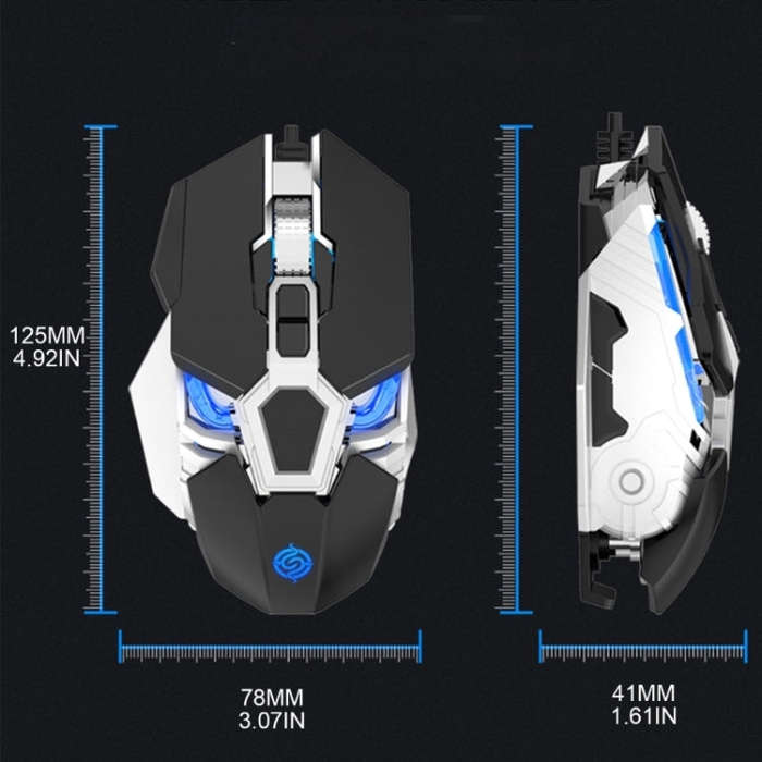 K-Snake Q18 9 Keys 6400DPI Glowing Machine Wired Gaming Mouse, Cable Length: 1.5m(White)