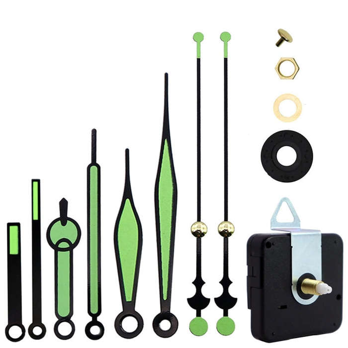 Shaft Length 18.5mm Quartz Clock Silent Movement + Luminous Hands DIY Kit,Spec: Movement+3 Sets N...