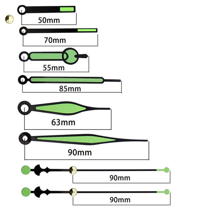Shaft Length 18.5mm Quartz Clock Silent Movement + Luminous Hands DIY Kit,Spec: Movement+3 Sets N...