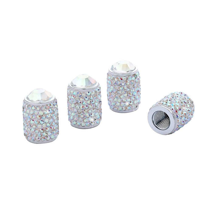 Car Tyre Aluminium Full Diamond Valve Cap With Seal(AB)