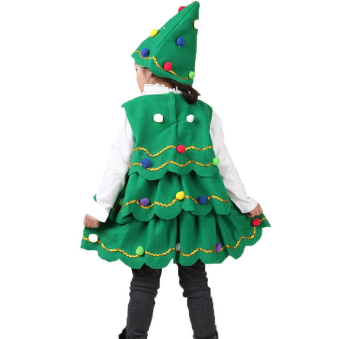 Girls Christmas Dress Christmas Tree Performance Dance Clothes, Size: 90cm(Green)