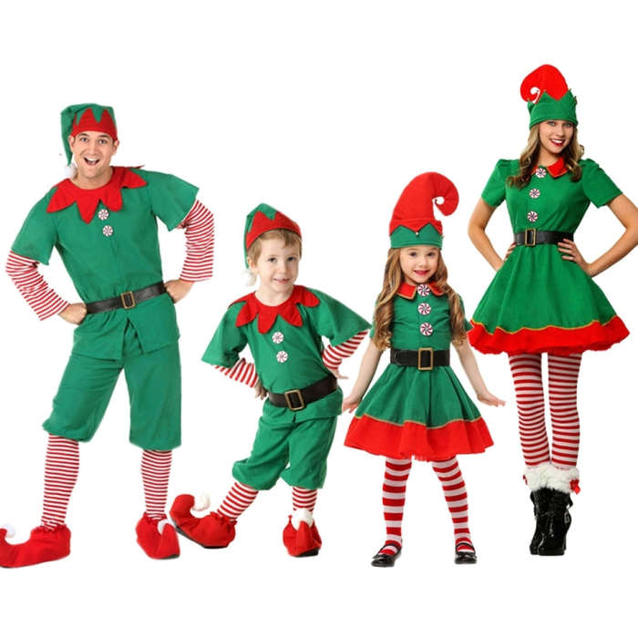 Christmas Green Elf Cosplay Costume Chris Santa Claus Costume Set, Size: 130cm(Male)
