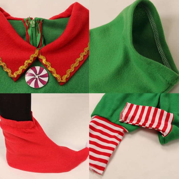 Christmas Green Elf Cosplay Costume Chris Santa Claus Costume Set, Size: 130cm(Male)