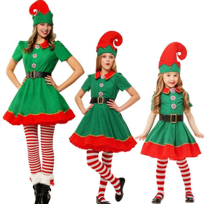 Christmas Green Elf Cosplay Costume Chris Santa Claus Costume Set, Size: 180cm(Female)