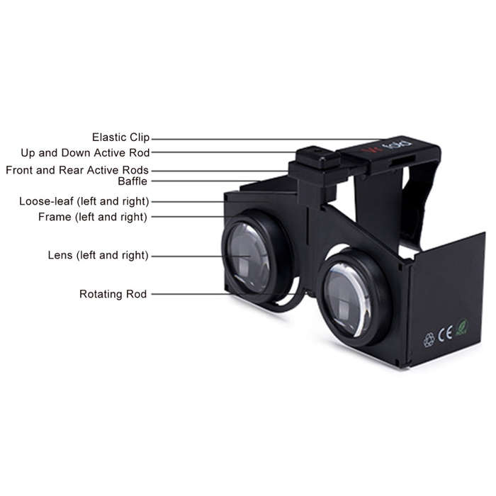 Vr fold V1 Panoramic View Convenient Folding VR Glasses(Black)