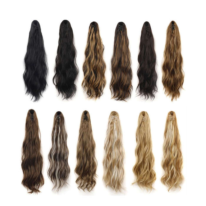 P96 Clip-On Wig Long Ponytail Water Ripple Long Curly Wig(2H27B)