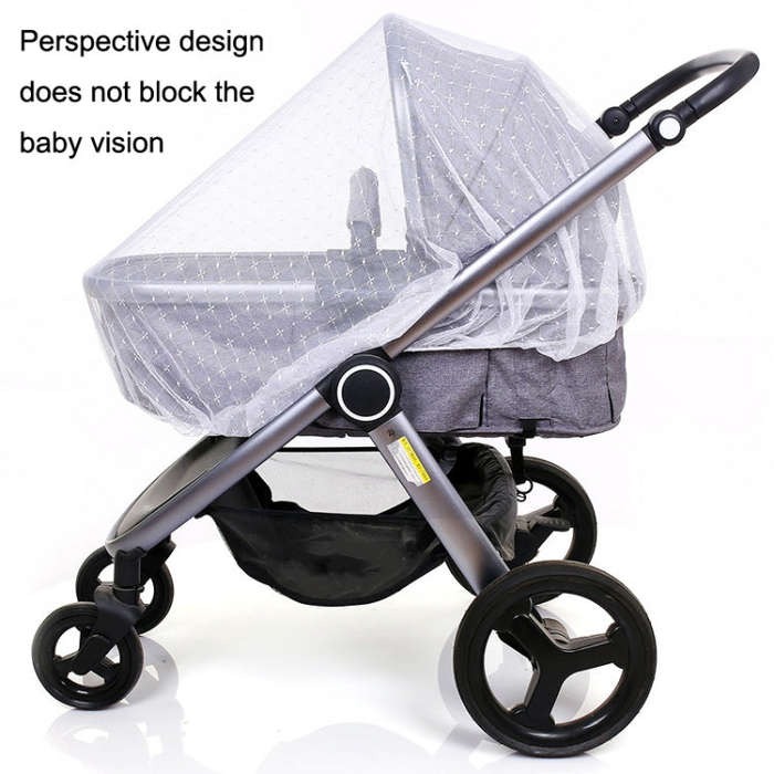 Full Cover Folding Mosquito Net Plus Encrypted Stroller Mosquito Net(White)