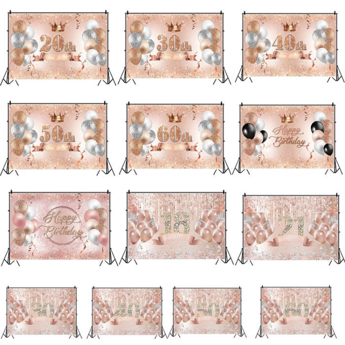 MDU05520 1.5m x 1m Rose Golden Balloon Birthday Party Background Cloth Photography Photo Pictoria...