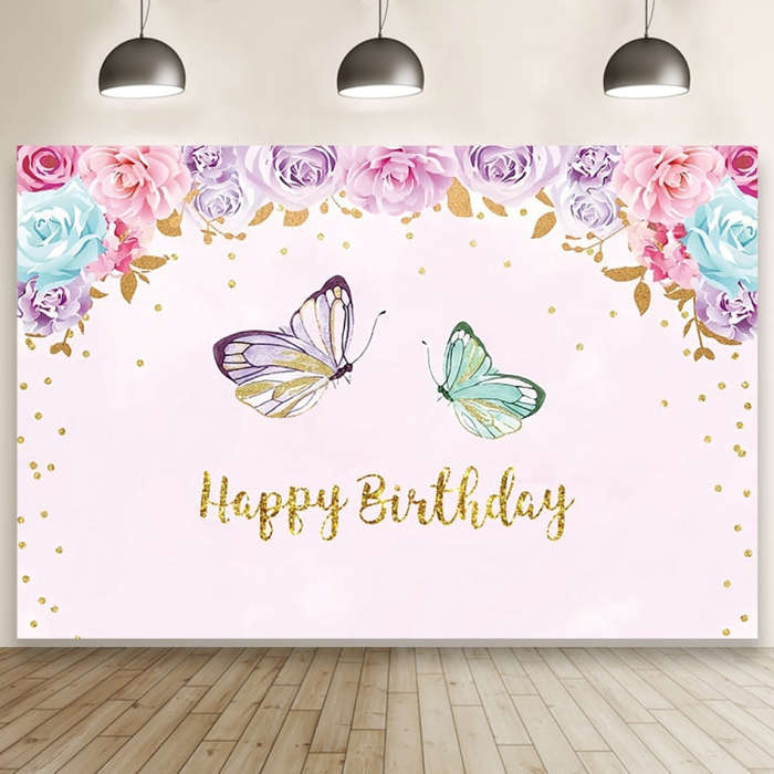 1.5m X 1m Butterfly Pattern Photography Backdrop Birthday Party Decoration Background Cloth(MDT10...