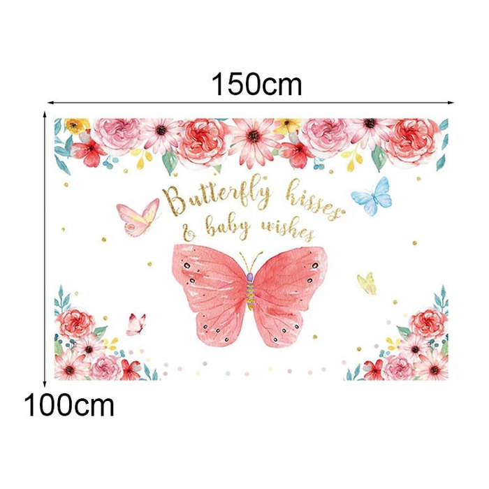 1.5m X 1m Butterfly Pattern Photography Backdrop Birthday Party Decoration Background Cloth(MDT09...