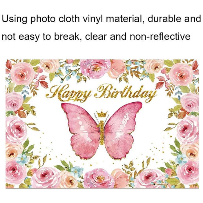 1.5m X 1m Butterfly Pattern Photography Backdrop Birthday Party Decoration Background Cloth(MDT10...