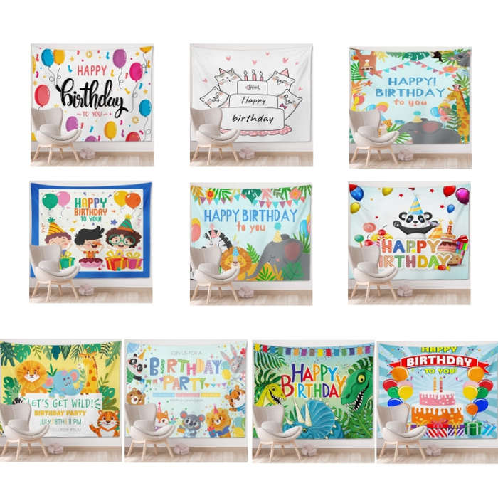 Happy Birthday Photo Backdrop Party Decoration Tapestry, Size: 150x130cm(GT56-7)