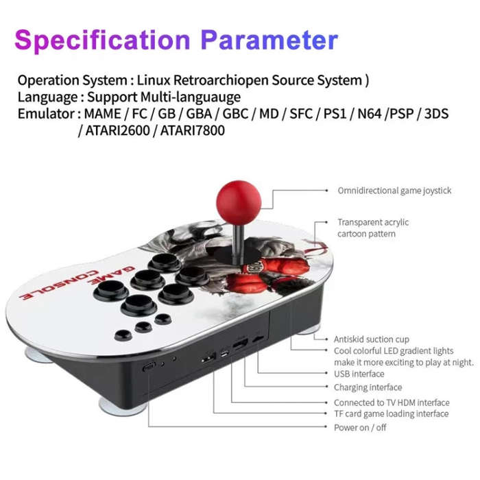 MANTE1 MT6 TV Console Game Joystick Turret HD 4K Game 3 Persons 64G Built-in 15000 Games+for PS1 ...