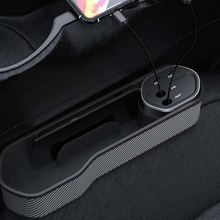Car Seat Clip Organizer Multifunctional Car Charger, Specification: Carbon Fiber