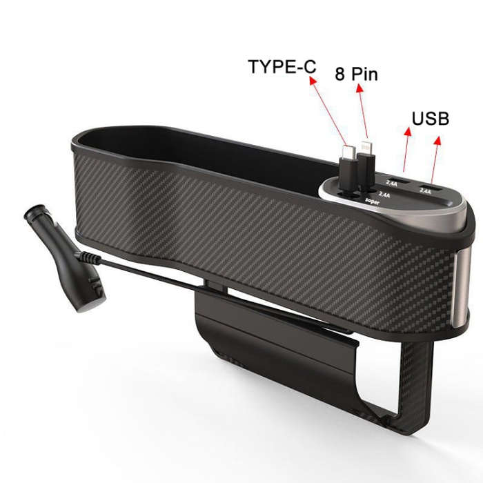 Car Seat Clip Organizer Multifunctional Car Charger, Specification: Carbon Fiber