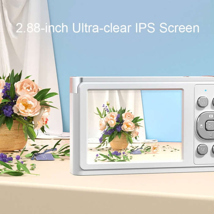 C13 2.88 inch 4K 8X Optical Zoom Telescopic Lens HD Digital Camera, Spec: White+Card Reader+16G