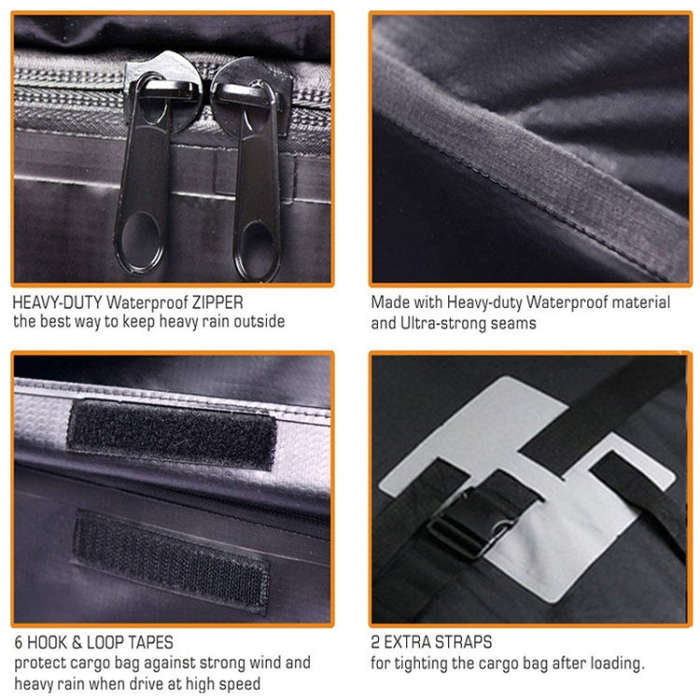 15 Cubic Foot Car Universal Rainproof Roof Luggage Outdoor Camper Roof Bag + Non-slip Mat(Black)