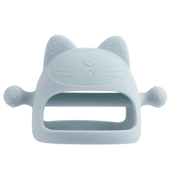 Baby Anti-eating Hand Cover Boiled Silicone Soothing Teeth Stick(Gray Blue)