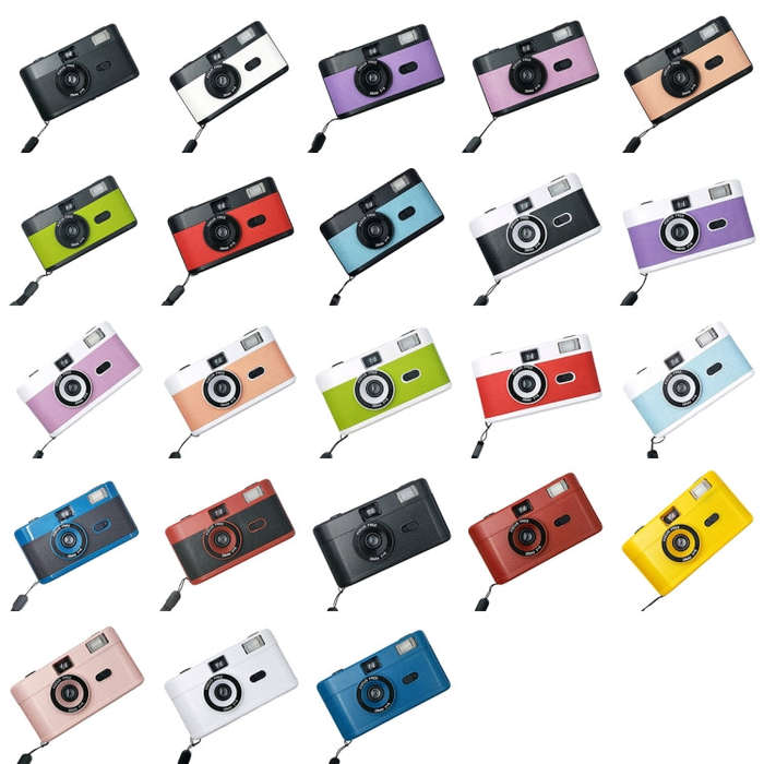 R2-FILM Retro Manual Reusable Film Camera for Children without Film(White+Pink Orange)