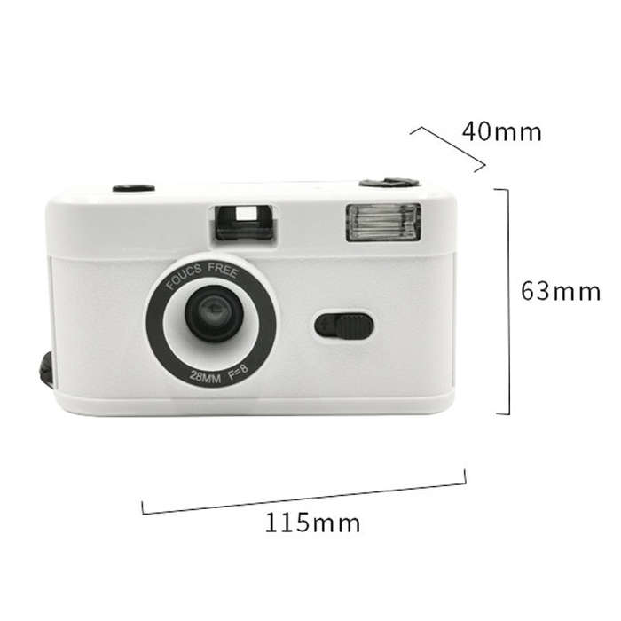R2-FILM Retro Manual Reusable Film Camera for Children without Film(White+Pink Orange)