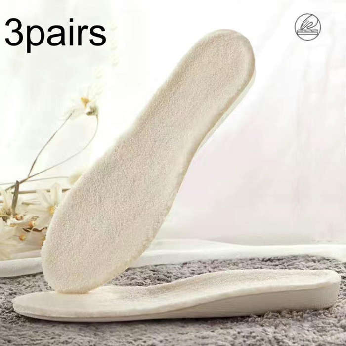 3pairs Winter Velvet Insoles Warm Inner Height Increase Insoles  1.5cm Beige(38)