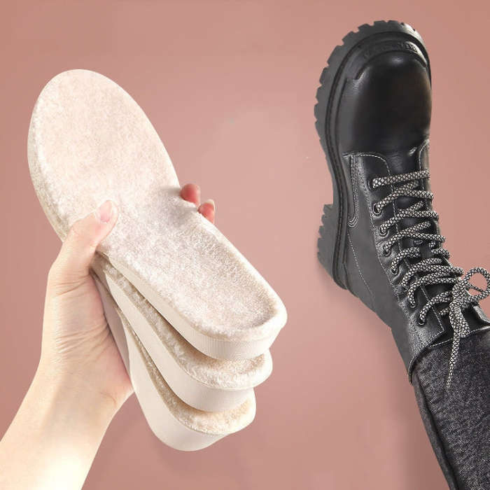 3pairs Winter Velvet Insoles Warm Inner Height Increase Insoles  2.5cm Beige(43)