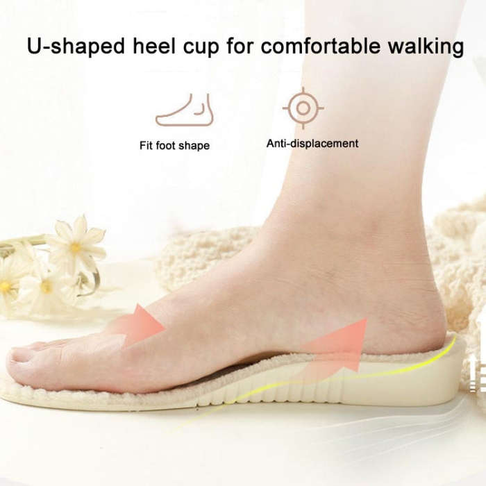 3pairs Winter Velvet Insoles Warm Inner Height Increase Insoles 3.5cm Beige(44)