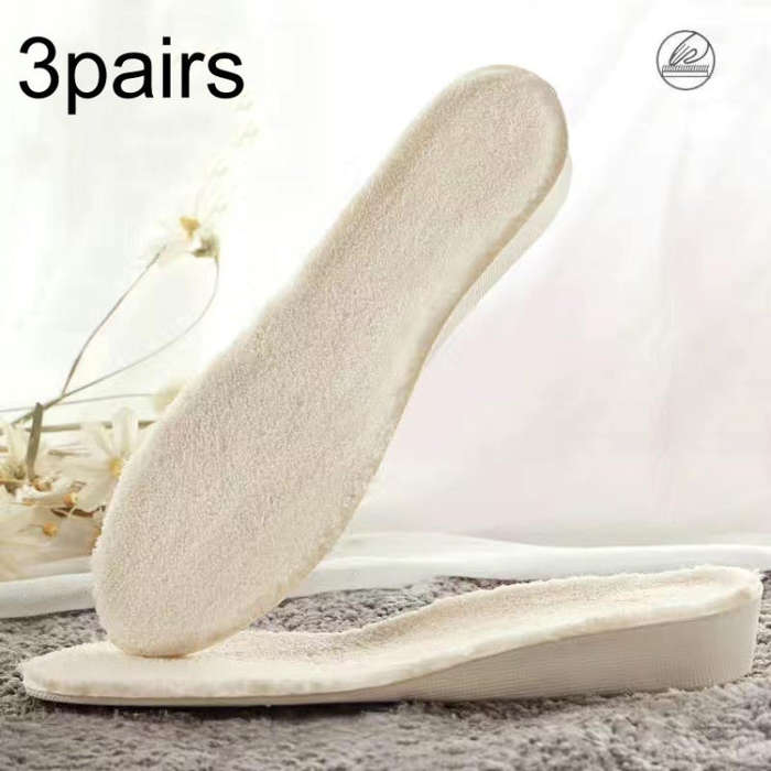 3pairs Winter Velvet Insoles Warm Inner Height Increase Insoles  2.5cm Beige(44)