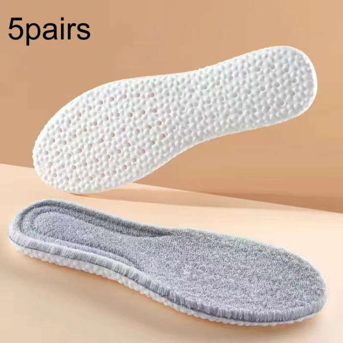 5pairs  Highly Elastic Boost Particles Warm Insoles Plush Insoles, Size: 43(Gray)