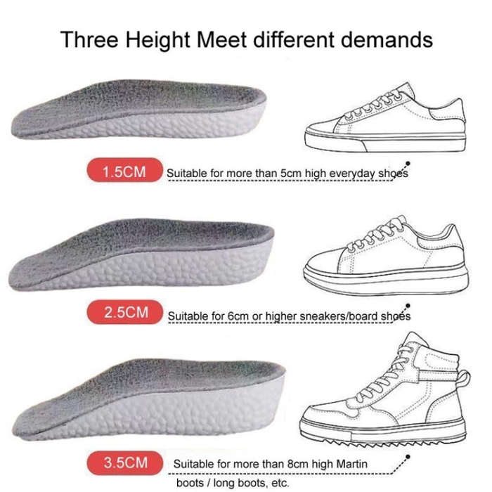 2pairs 2.5cm Cashmere Boost Height Increased  Half Insoles Warm Insoles(Gray)