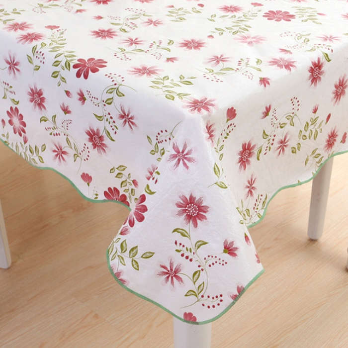 PEVA Oil&Water Resistant Coffee Table Tablecloth, Size: Round 183cm(Blue Flower)