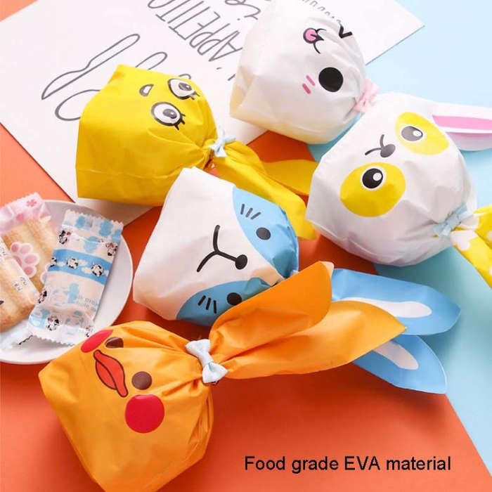 1bag Cartoon Rabbit Ears Gift Packaging Bags Candy Baking Snowflake Cookies Bags, Size: 10x17cm(B...