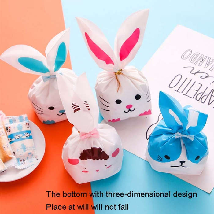1bag Cartoon Rabbit Ears Gift Packaging Bags Candy Baking Snowflake Cookies Bags, Size: 13x23cm(B...
