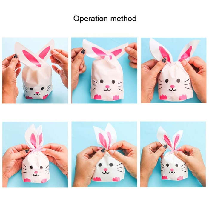 1bag Cartoon Rabbit Ears Gift Packaging Bags Candy Baking Snowflake Cookies Bags, Size: 13x23cm(B...