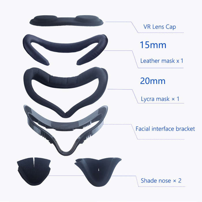 For Quest 2 VR Headset 6pcs/set Replacement Face Eye Pad Cushion(Black)