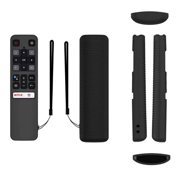 For TCL RC802V FMR1 FNR1 Y40 TV Remote Control Anti-Drop Silicone Protective Case(Black)
