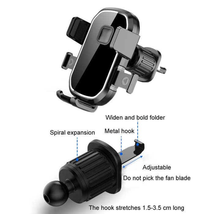 Car Air Outlet Hook Firmly Navigation Mobile Phone Holder(Mirror Black)