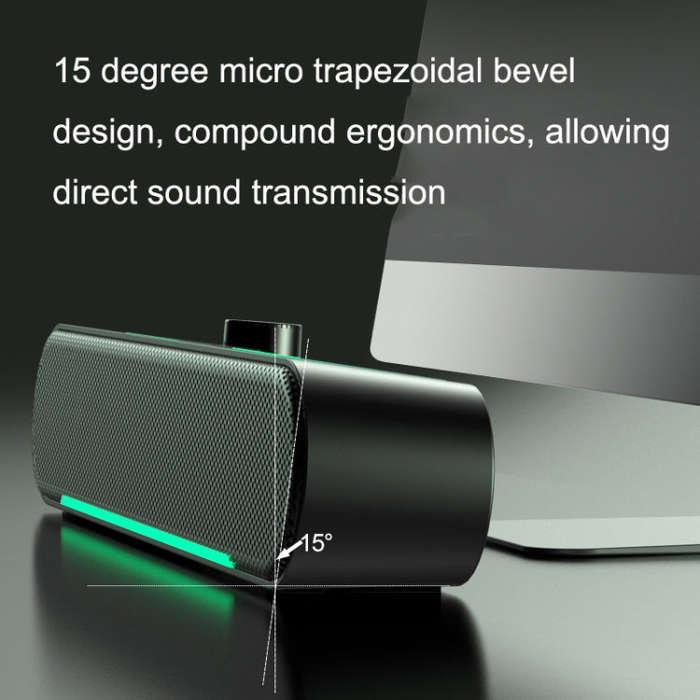 A39 LED Luminous HIFI Stereo Computer Speakers Long Gaming Wired Audio(Black)