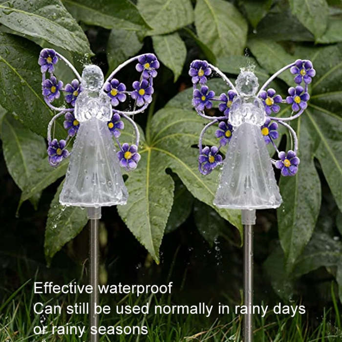 Solar Angel Garden Light Outdoor Decoration Patio Garden Ground Plug Light(Purple)