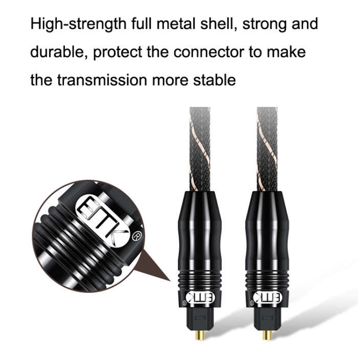 EMK QH/A6.0 Digital Optical Fiber Audio Cable Amplifier Audio Line, Length 5m(Black)