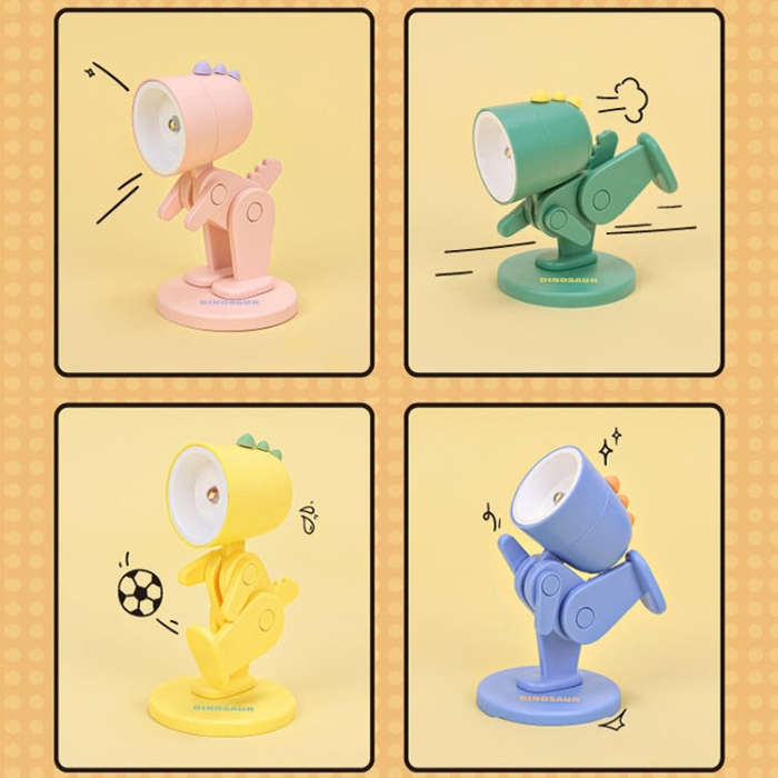 Mini Table Lamp Desktop DIY Ornaments Folding Night Light(Dinosaur Yellow)