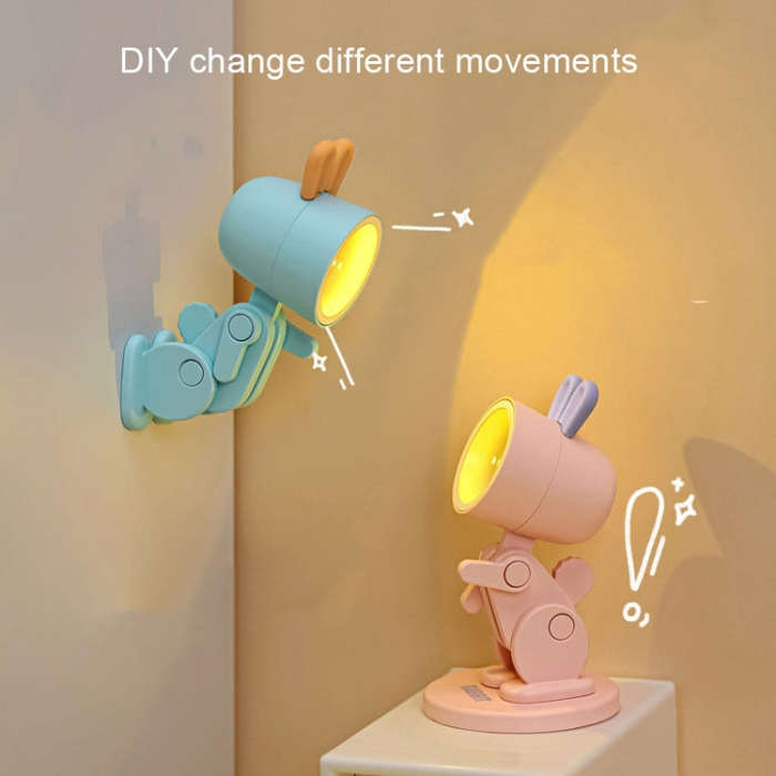 Mini Table Lamp Desktop DIY Ornaments Folding Night Light(Dinosaur Pink)