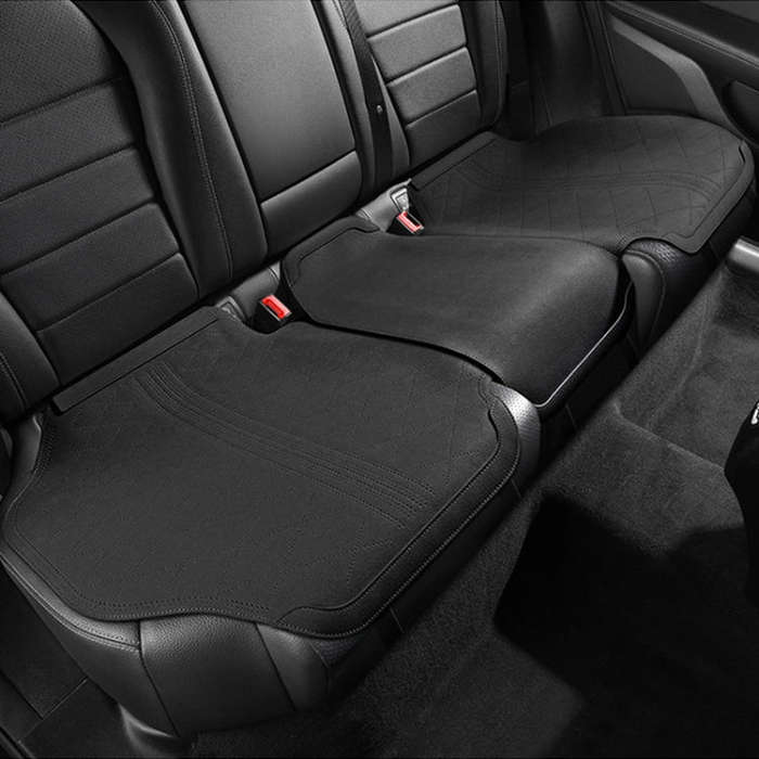 Flip-fur Car Cushion Breathable Ventilation Cushion for Four Seasons, Style: Long Rear Cushion(Bl...