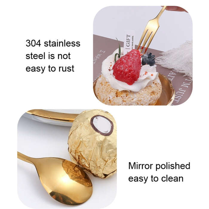 304 Stainless Steel Feather Spoon Fork Literary Tableware,Style: 3pcs Fork-Dazzle