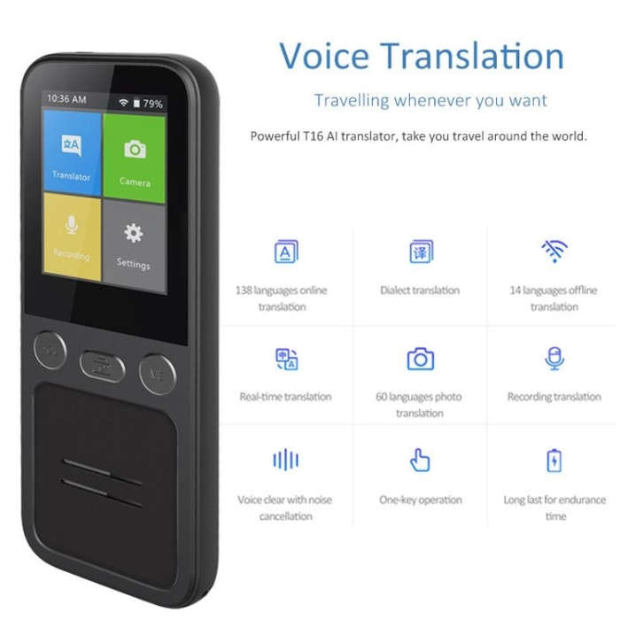 T16 Smart AI Translation Travel Translator Supports 138 Language Mutual Translation 14 Offline Tr...