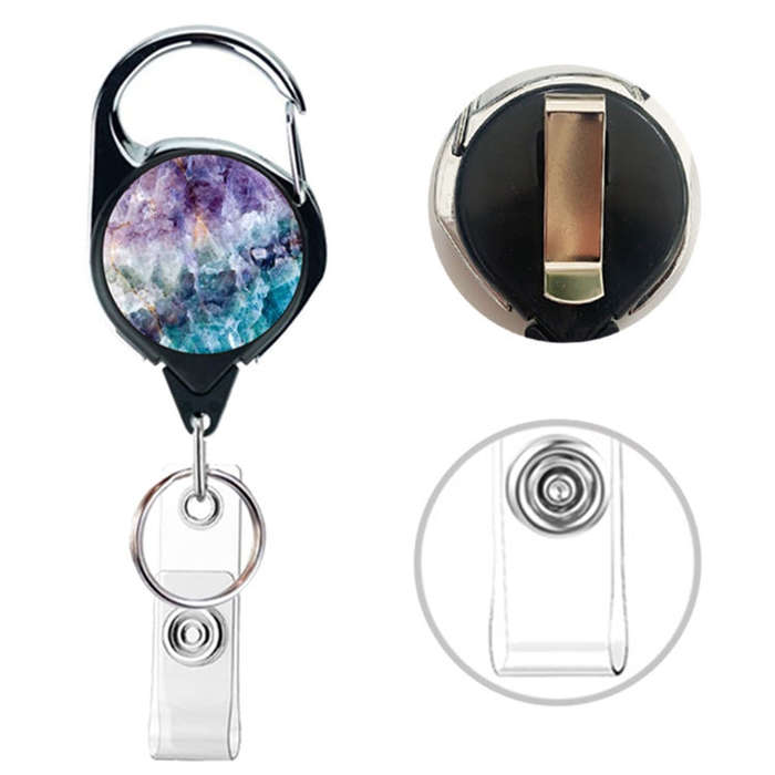 2pcs  65cm Retractable Pull Badge Reel Vintage Compass Map Name Tag Card Badge Holder(Blue Gilt M...